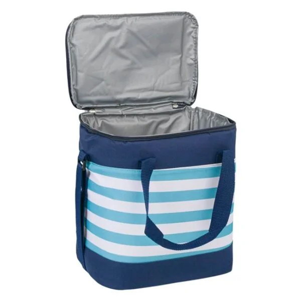 Geanta Izoterma, Bleu Turcoaz cu Dungi Albe, 28x18x30cm, 15 Litri, GI-BTDA-15L-03 - imagine 2