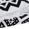 Prosop Rotund pentru Plaja, Alb Negru, Model Mandala, Uscare Rapida, 150cm, PRP-MM-11 - imagine 2