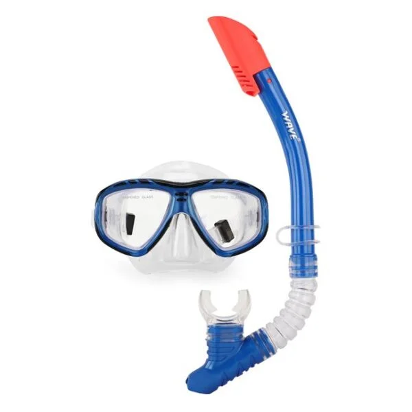Set Snorkeling Wave, PVC+Silicon, Transparent cu Albastru, 12+ ani, SSW-PS-TA02