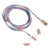 Cablu de incarcare, Fast Charging, 3 in 1, Type C, Micro USB, 8 Pin,1,5m, compatibil Android & iOS, Rainbow Shiny, CIFC-01 - imagine 2