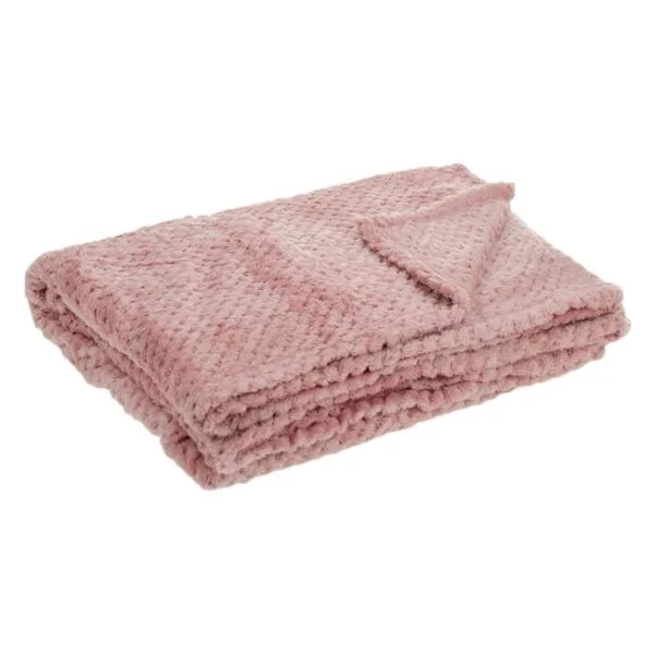 Cuvertura Decorativa, Imitatie de Blana, Roz, PopCorn, Tesatura Sherpa, 160x130cm, PD-05