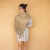 Esarfa Femei, Camel, cu Franjuri Lungi, 185x48cm, 305g, EF-01, Unlimited Flow Shop 01