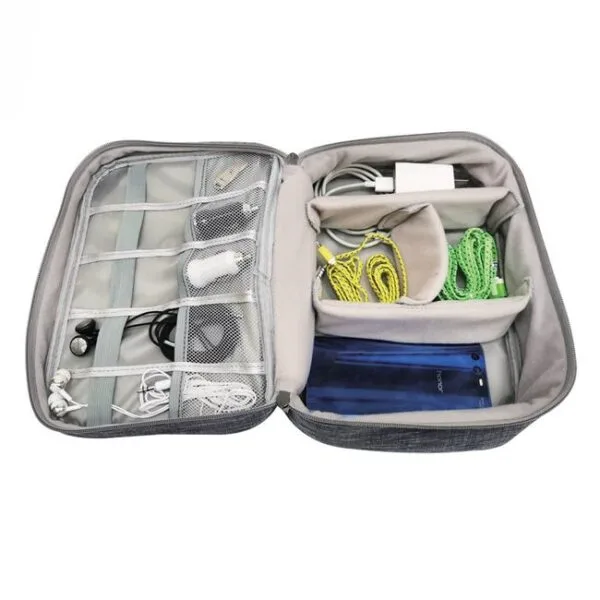 Geanta Organizare Accesorii Electrice, Gri, 24.5x18.5x10cm, GOAE-02, Unlimited Flow Shop 03