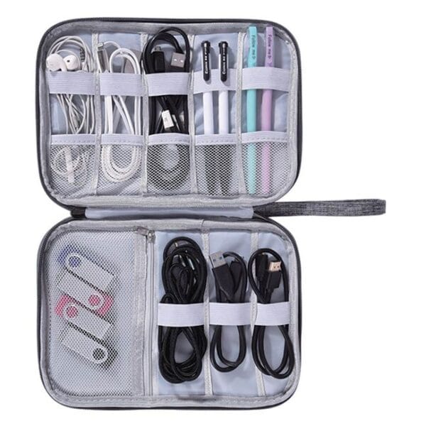 Husa Organizare Aparate Electrice, de Calatorie, Gri, 24.5x13x7.5cm, HOAE-01, Unlimited Flow Shop, 02