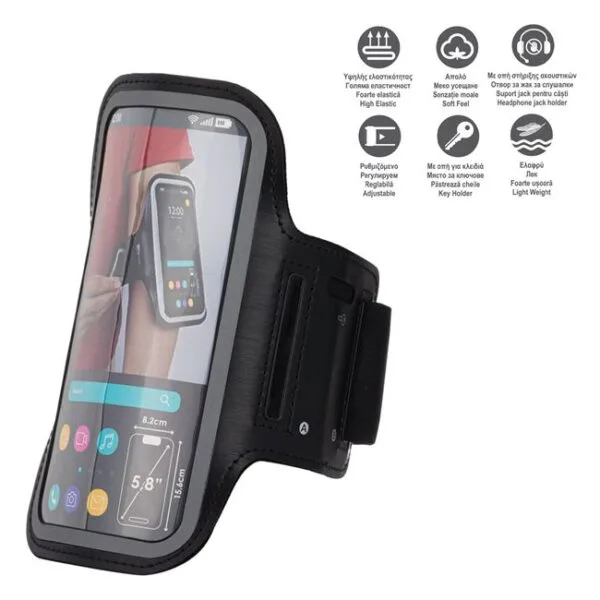 Husa Sport Telefon Mobil, pentru Brat, Neagra, 8.2x15.6cm, HSTM-01 - imagine 2