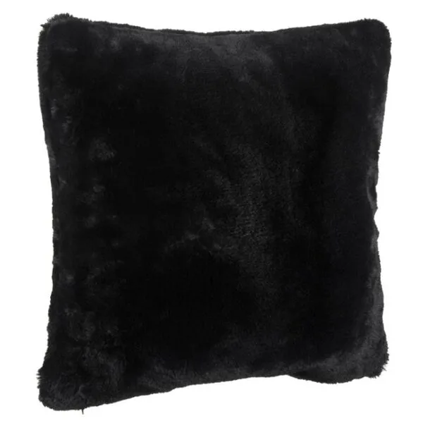 Perna Decorativa, Imitatie de Blana, Pufoasa, Neagra, 40x40cm, PDIB-11