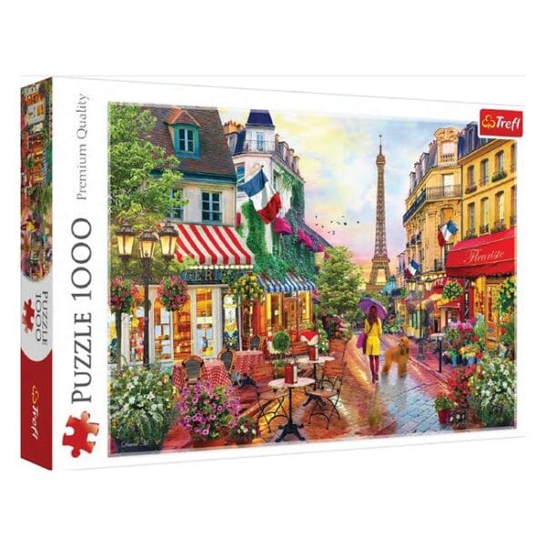 Puzzle Turnul Eiffel, Paris, Fata cu Caine, Bistro, 1000 piese - Trefl, PTEF-10, unlimited Flow Shop, 01