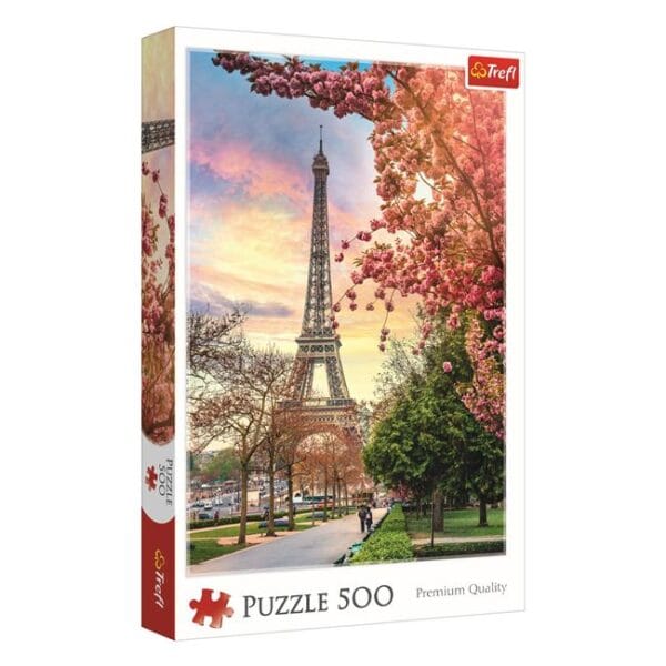 Puzzle Turnul Eiffel, Paris, Pomi Infloriti, 500 piese - Trefl, PTE-04, unlimited Flow Shop 01