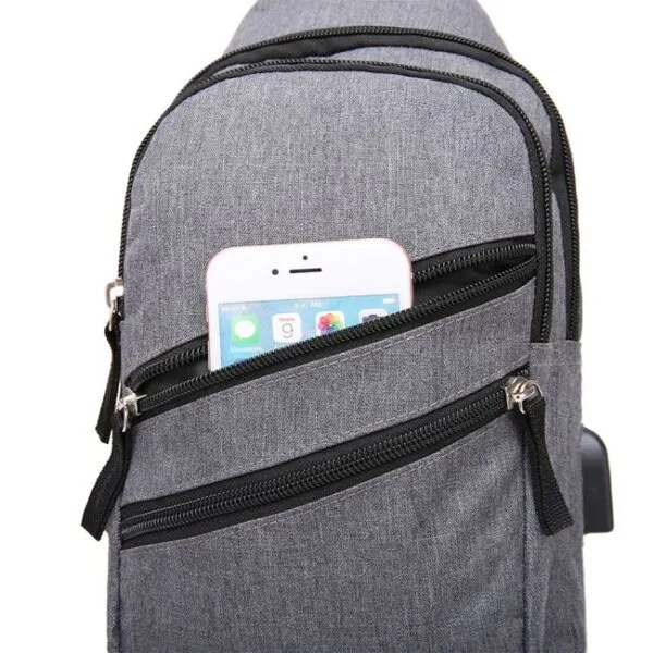 Rucsac Unisex, cu Port USB, 18x8x32cm, Gri, RUPU-G-04 - imagine 2