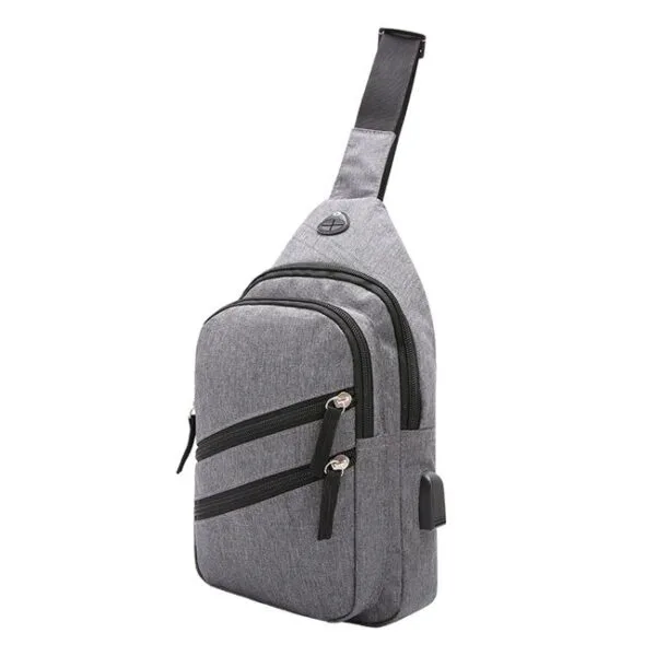 Rucsac Unisex, cu Port USB, 18x8x32cm, Gri, RUPU-G-04, 03