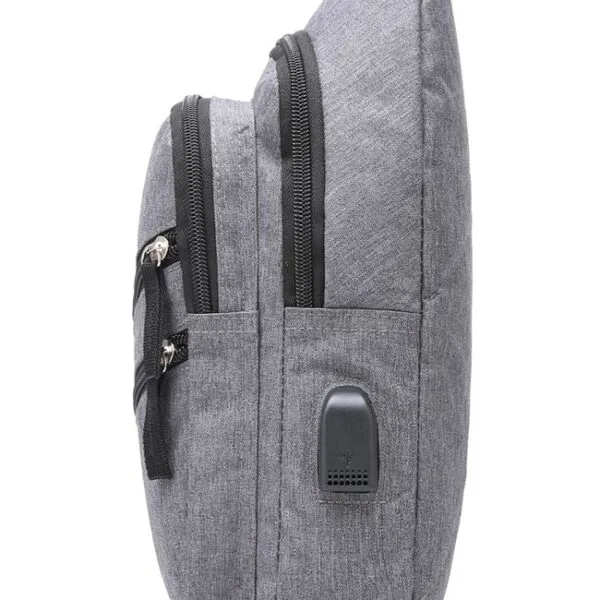 Rucsac Unisex, cu Port USB, 18x8x32cm, Gri, RUPU-G-04 - imagine 6
