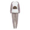 Set Pijama de Iarna, pentru Femei, Catifelata, Maro cu Buline Albe, Model Caine, "LOVE TO SNOOZE", SPIF-05