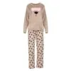 Set Pijama de Iarna, pentru Femei, Fleece, Bej, Model Urs, cu Buzunar, SPIF-03, Unlimited Flow Shop 01