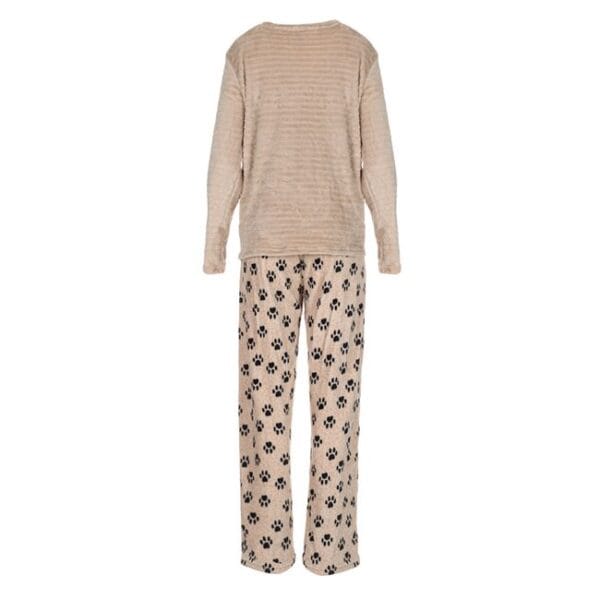 Set Pijama de Iarna, pentru Femei, Fleece, Bej, Model Urs, cu Buzunar, SPIF-03, Unlimited Flow Shop 02