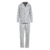 Set Pijama de Iarna, pentru Femei, Fleece, Gri, Animal Print, cu Nasturi, SPIF-04
