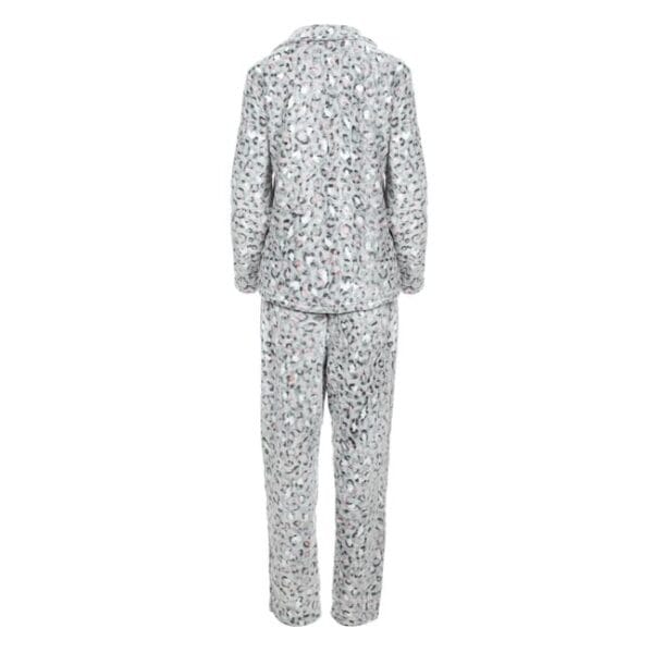 Set Pijama de Iarna, pentru Femei, Fleece, Gri, Animal Print, cu Nasturi, SPIF-04, unlimited Flow Shop 02